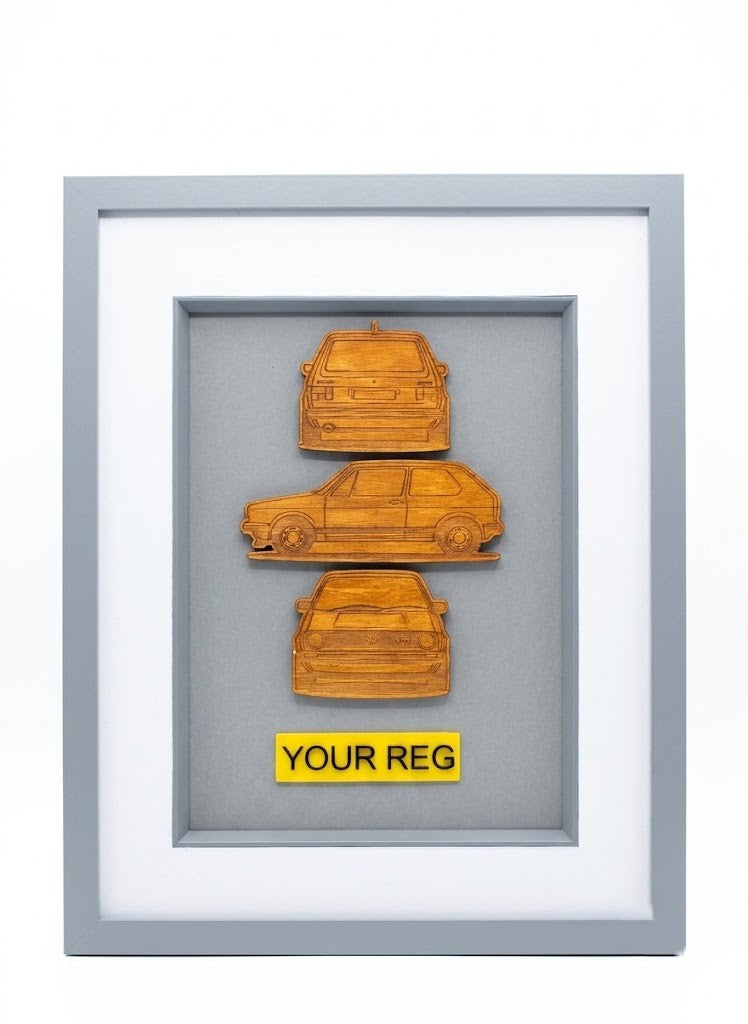Custom 3D Multi-Angle Car Art / Framed Wooden Vehicle Blueprint Plaque
