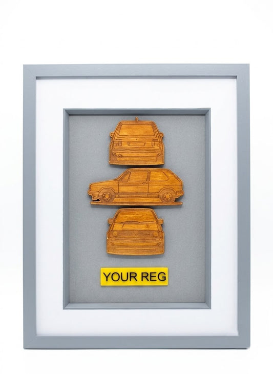 Custom 3D Multi-Angle Car Art / Framed Wooden Vehicle Blueprint Plaque