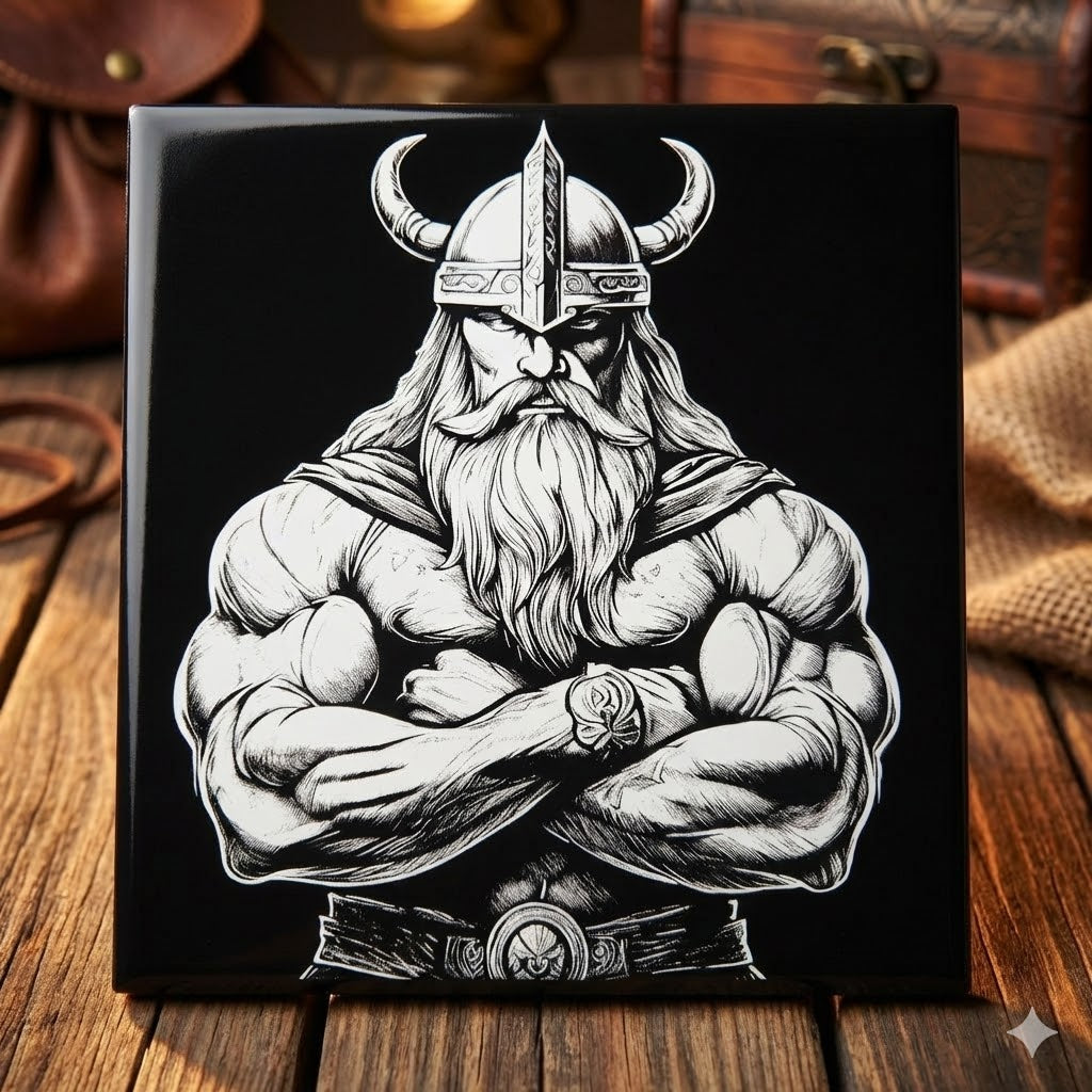 Valhalla Rising / Viking Warrior Laser Etched Ceramic Tile
