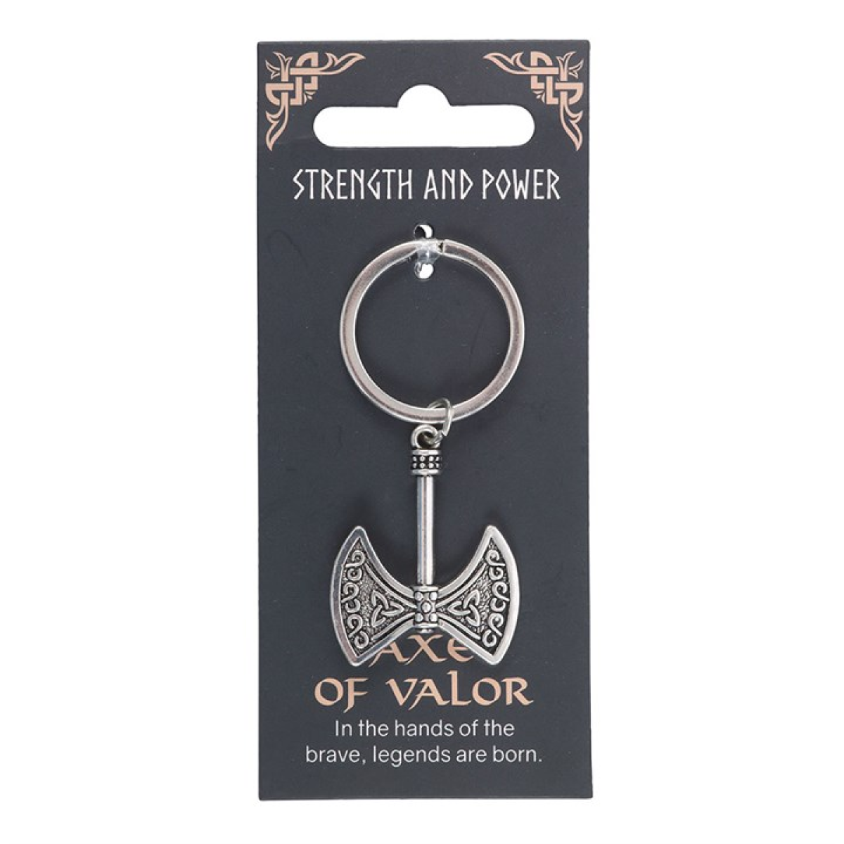 Axe of Valor / Strength and Power Engraved Keyring