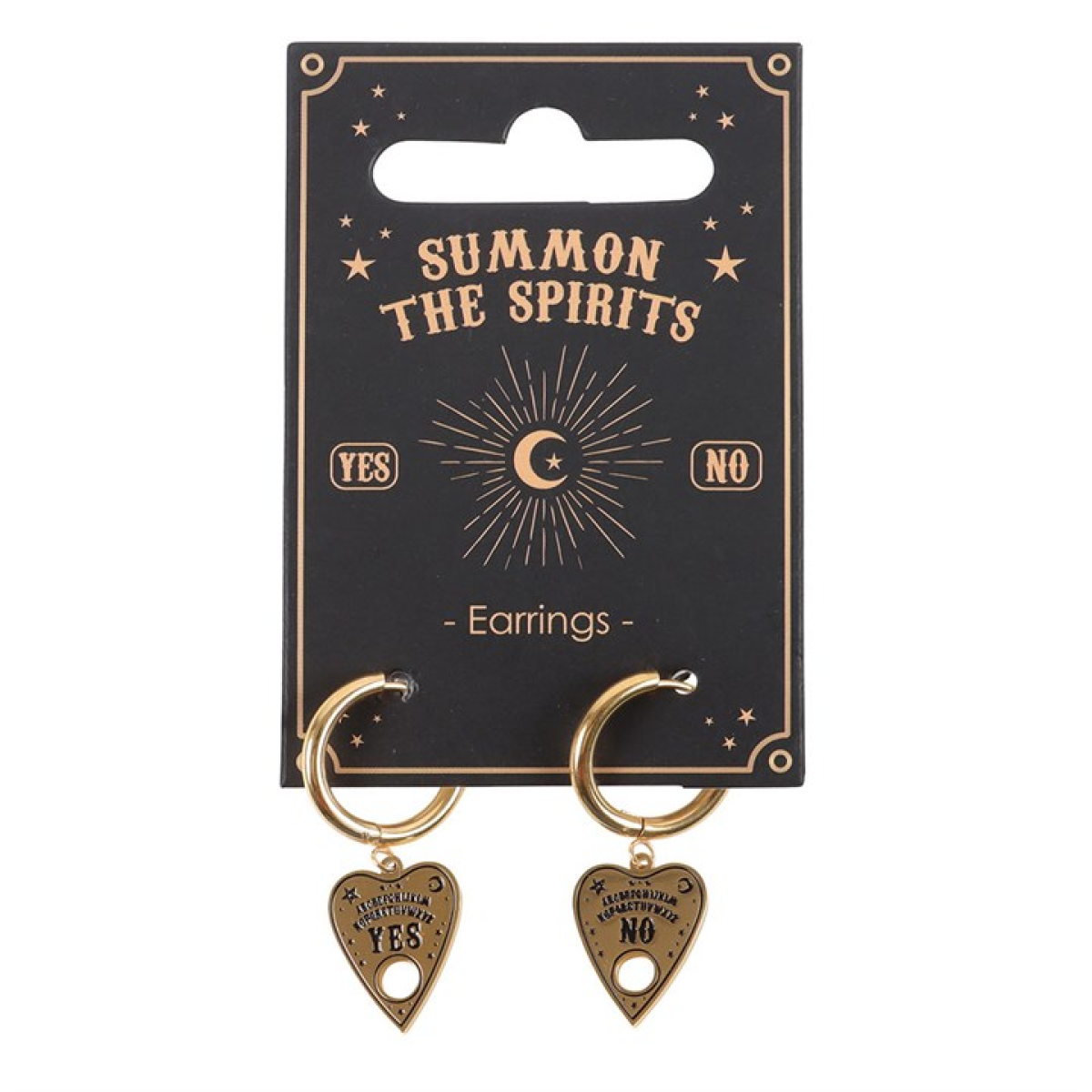 The Spirit Guide / Mystical Planchette Gold Dangle Hoop Earrings