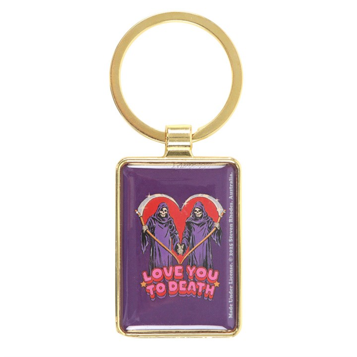 Love You To Death / Steven Rhodes Retro Enamel Keyring