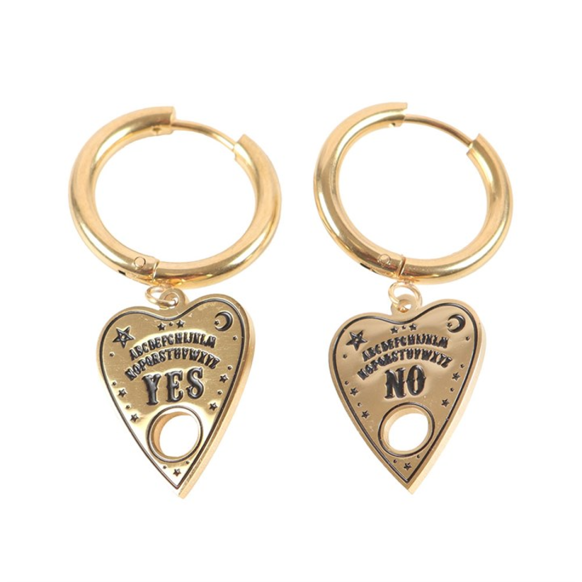 The Spirit Guide / Mystical Planchette Gold Dangle Hoop Earrings
