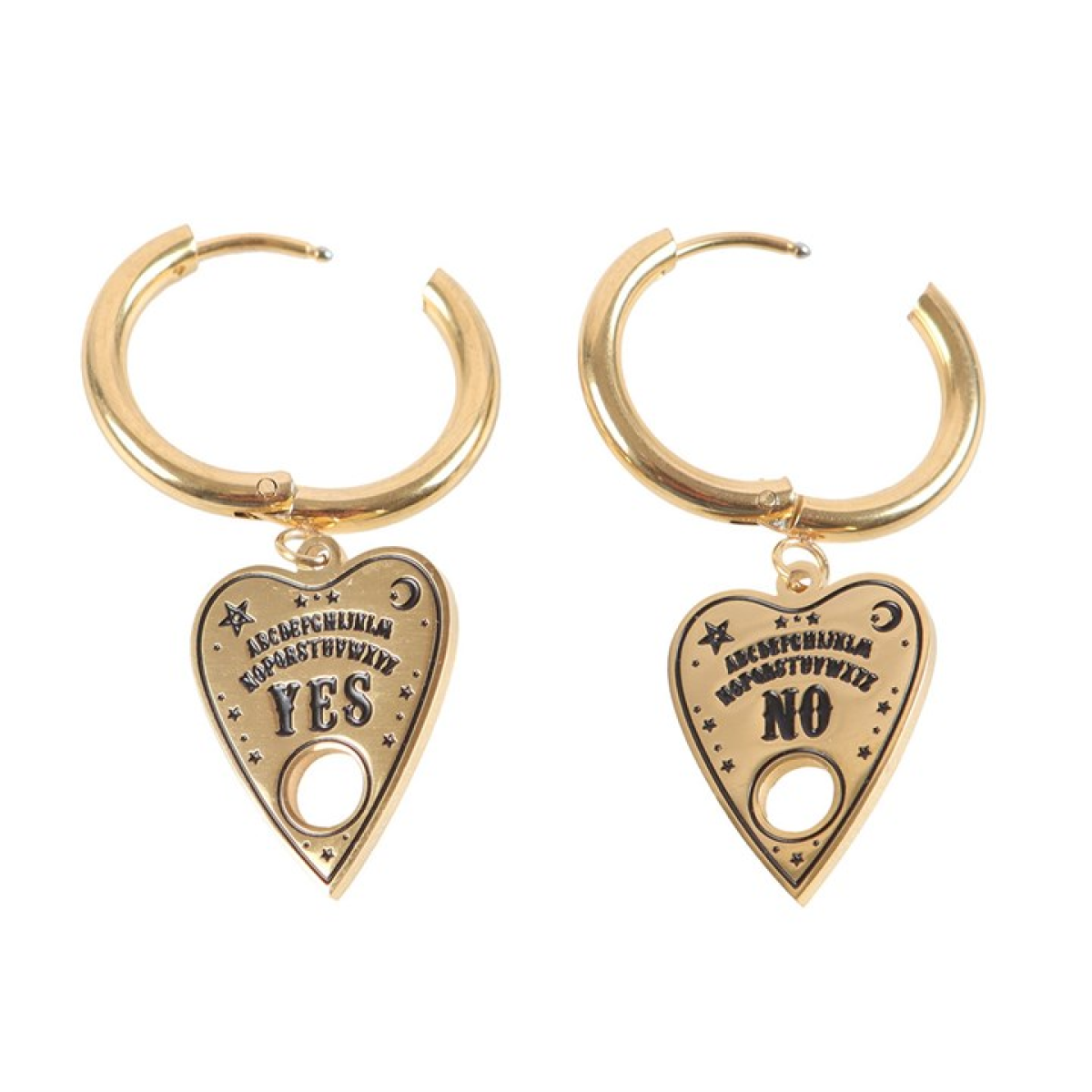 The Spirit Guide / Mystical Planchette Gold Dangle Hoop Earrings