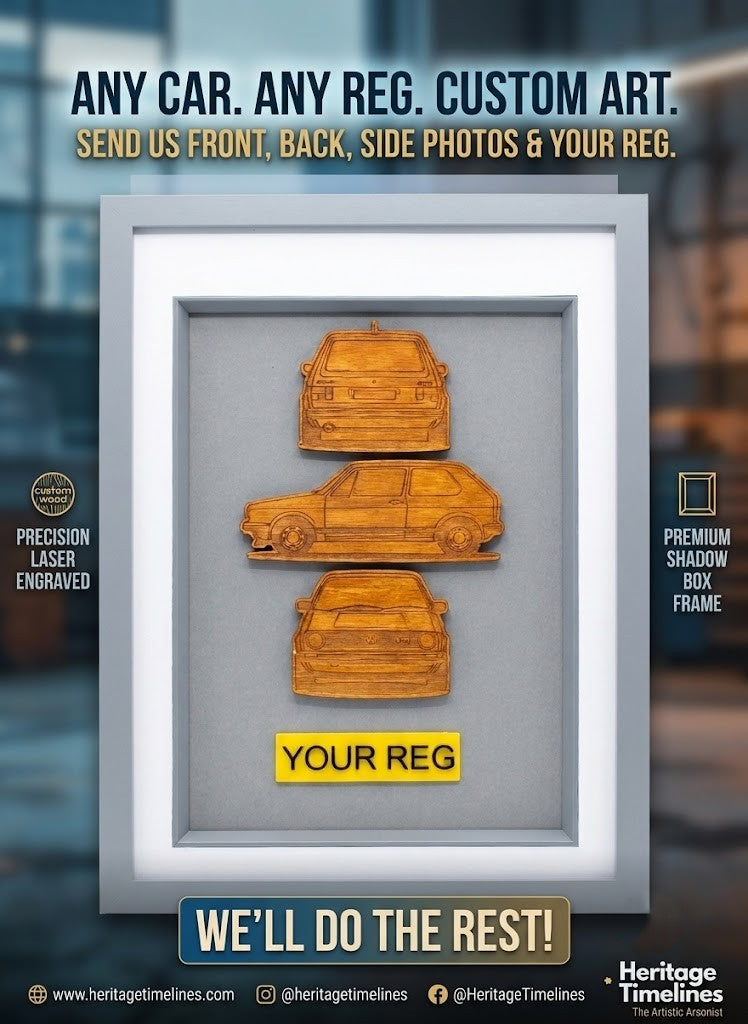 Custom 3D Multi-Angle Car Art / Framed Wooden Vehicle Blueprint Plaque