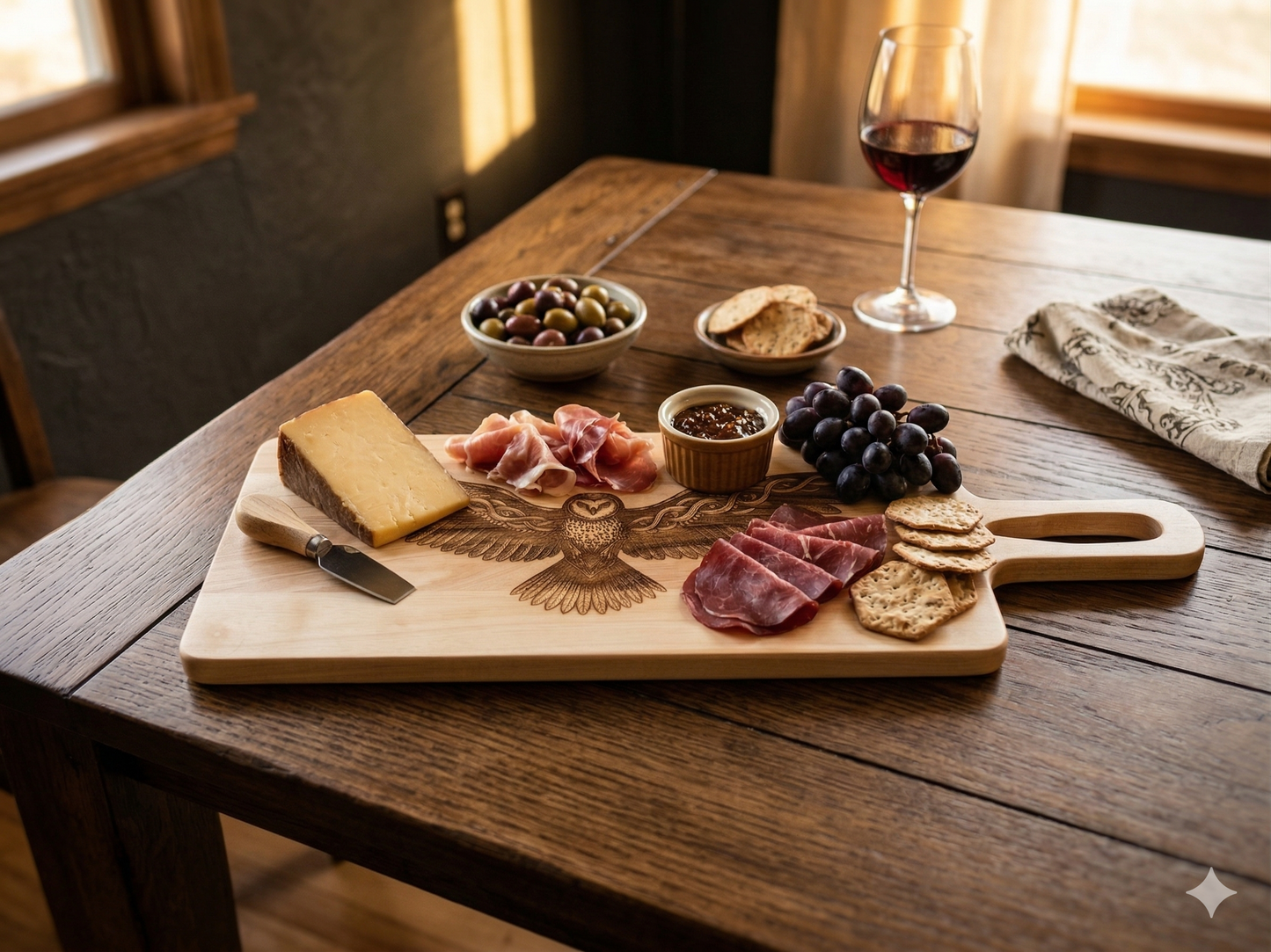 Silent Hunter / Celtic Owl Laser Engraved Serving Board