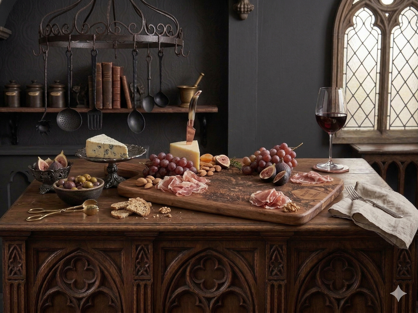 Beauty Is Terror / Gothic Acacia Wood Charcuterie Serving Board