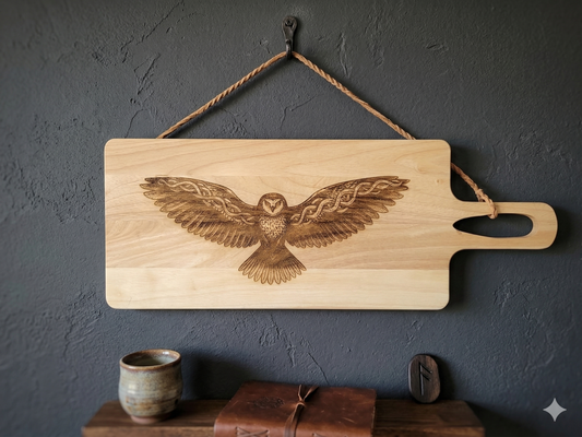 Silent Hunter / Celtic Owl Laser Engraved Serving Board