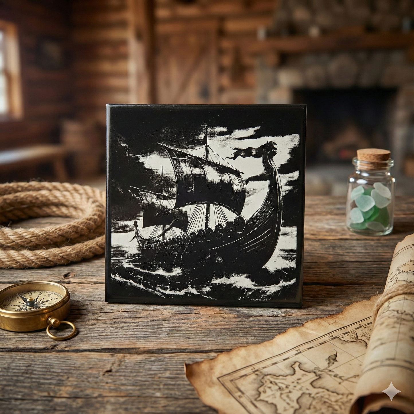 Valhalla Rising / Viking Warrior Laser Etched Ceramic Tile