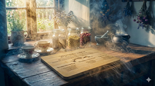 Witches Brew / Engraved Bamboo Board & Herbal Tea Guide