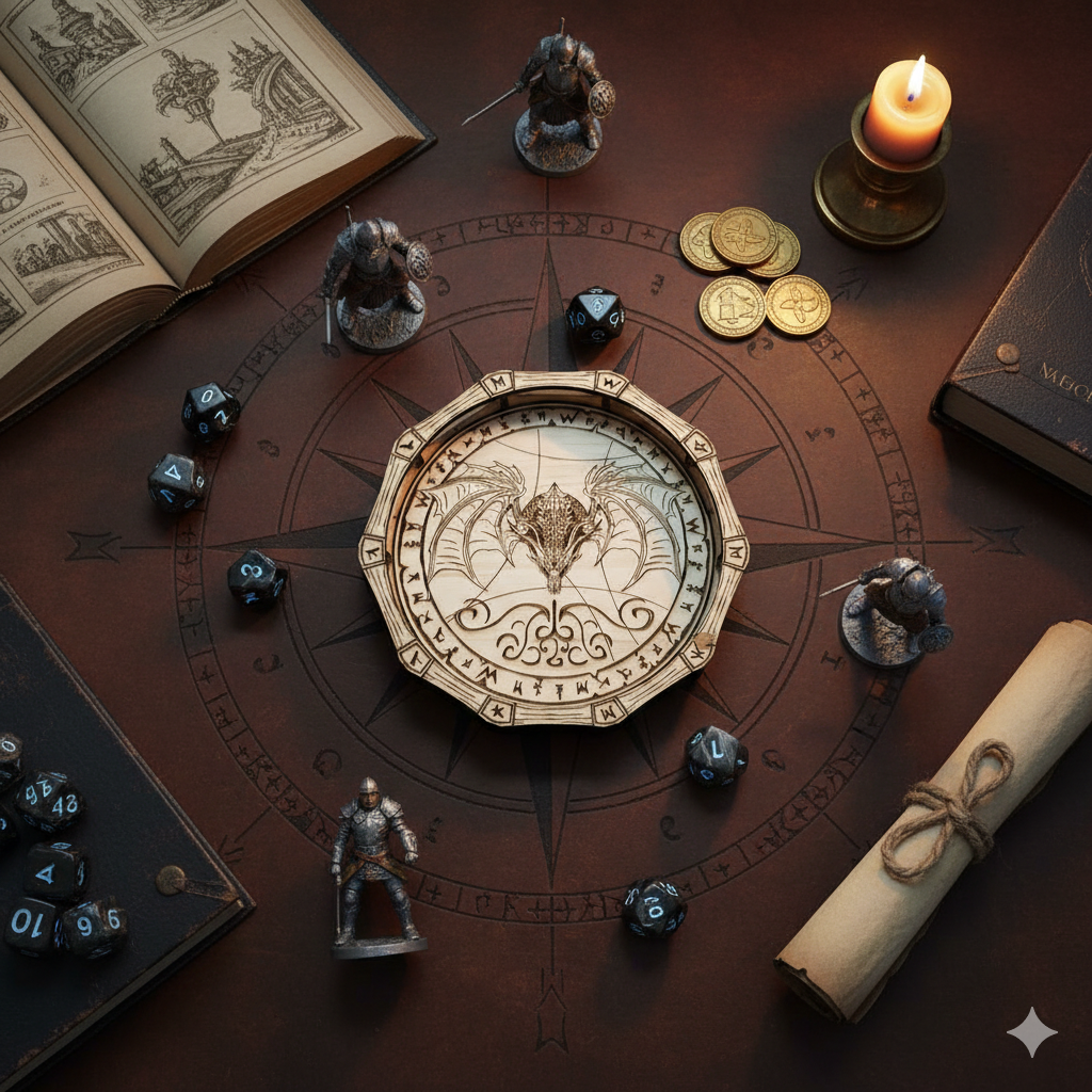 Dragon’s Hoard / Laser Engraved Wooden Dice Tray