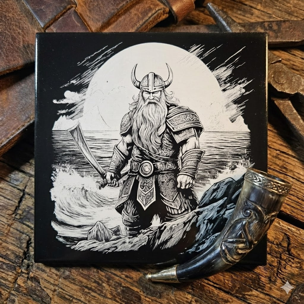 Valhalla Rising / Viking Warrior Laser Etched Ceramic Tile