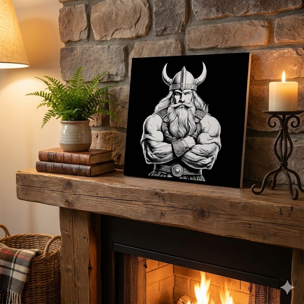 Valhalla Rising / Viking Warrior Laser Etched Ceramic Tile