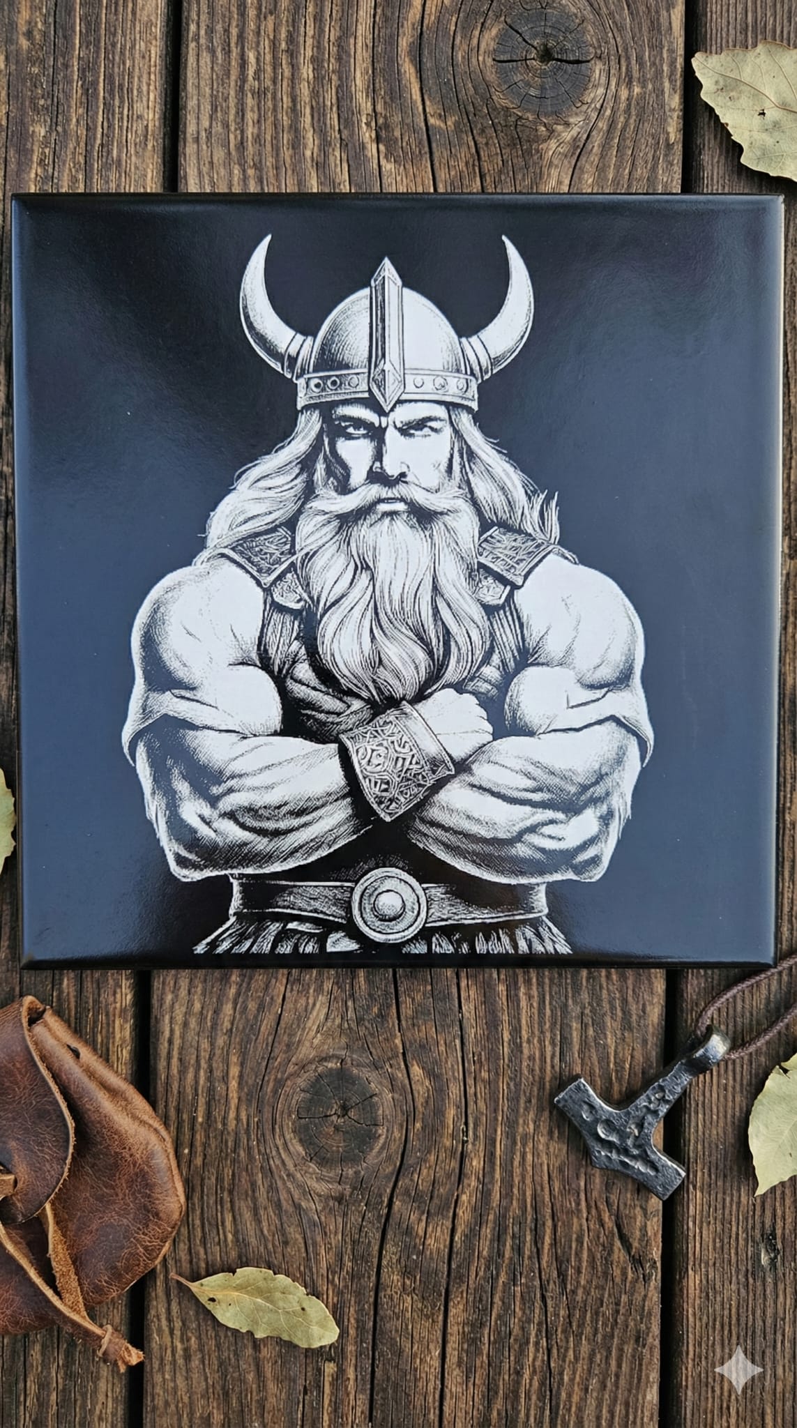 Valhalla Rising / Viking Warrior Laser Etched Ceramic Tile