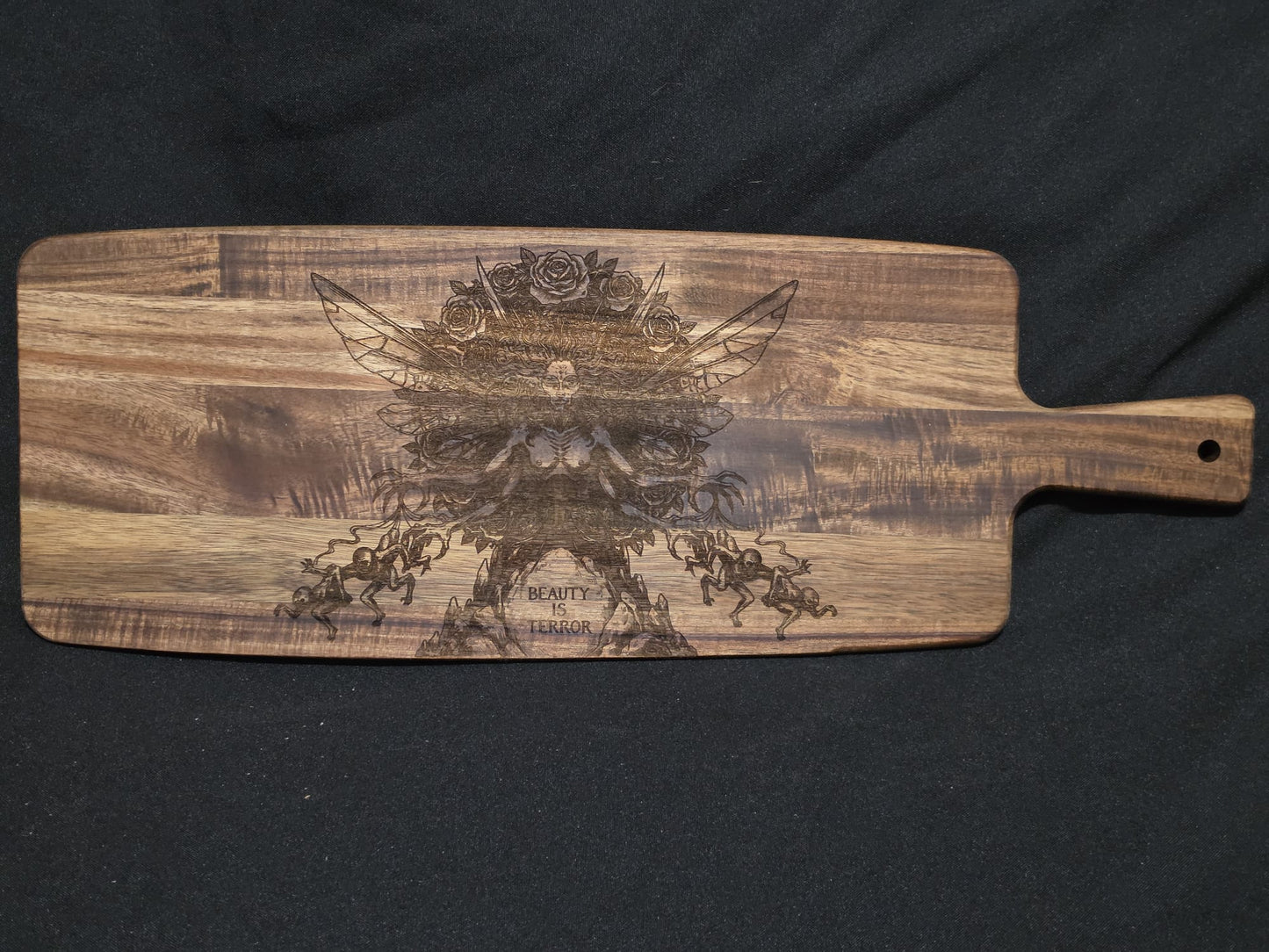 Beauty Is Terror / Gothic Acacia Wood Charcuterie Serving Board