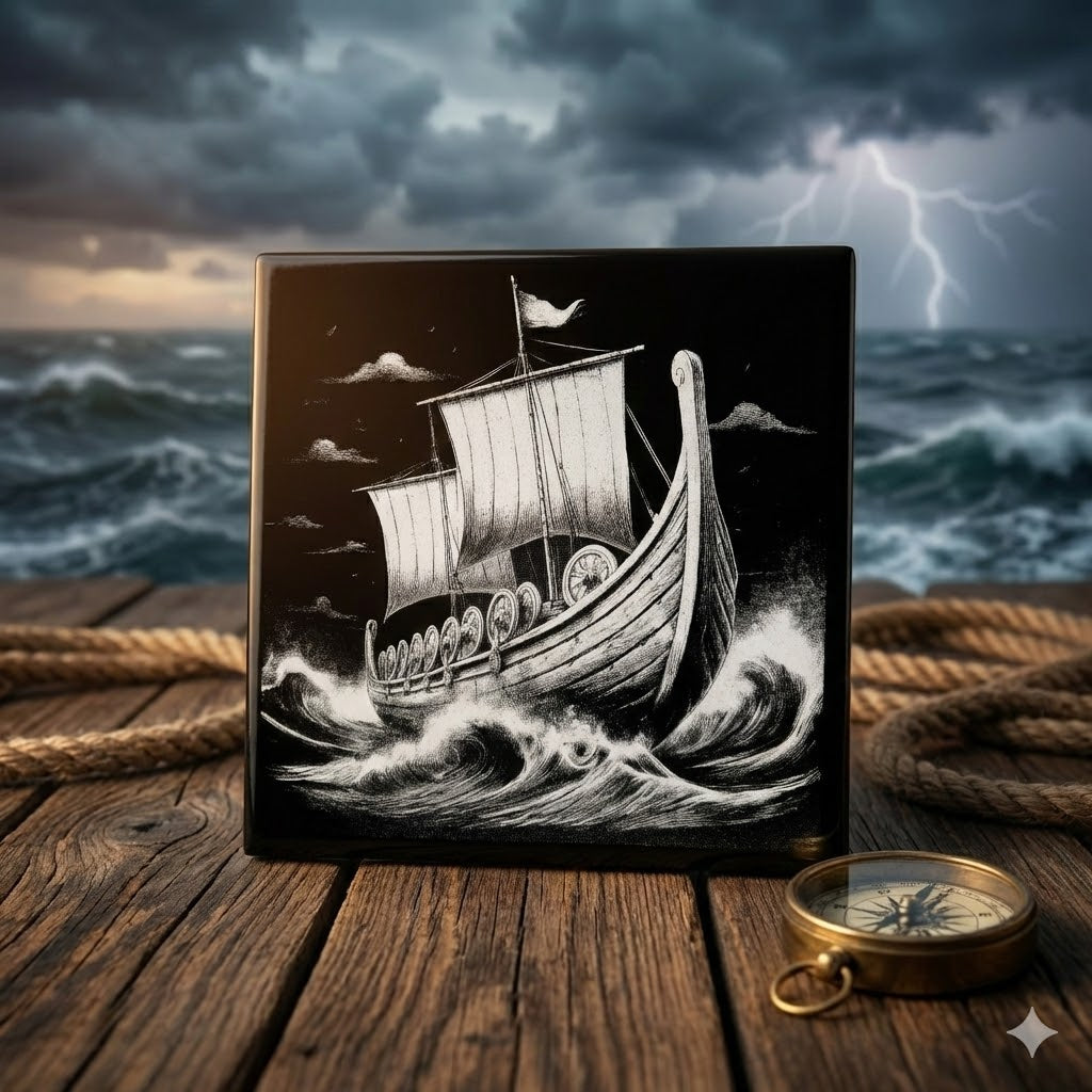 Valhalla Rising / Viking Warrior Laser Etched Ceramic Tile