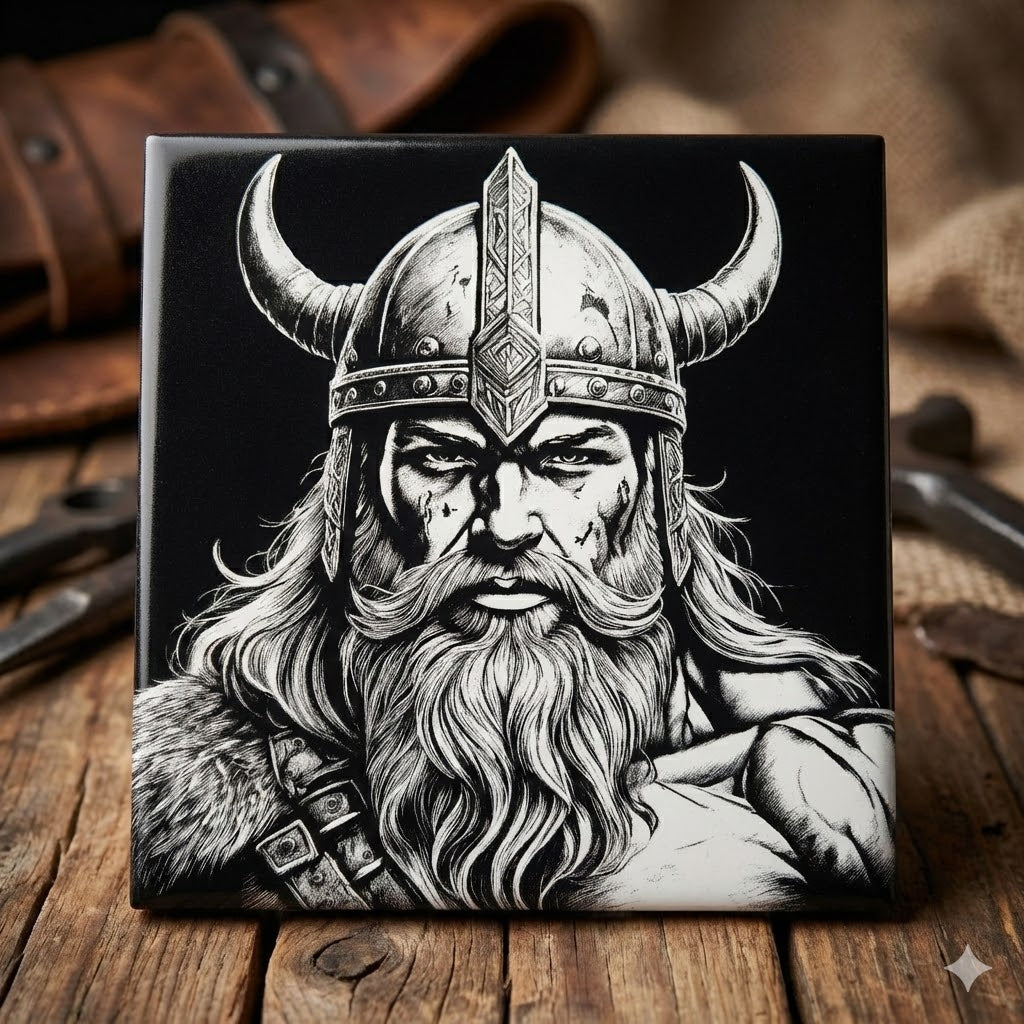 Valhalla Rising / Viking Warrior Laser Etched Ceramic Tile