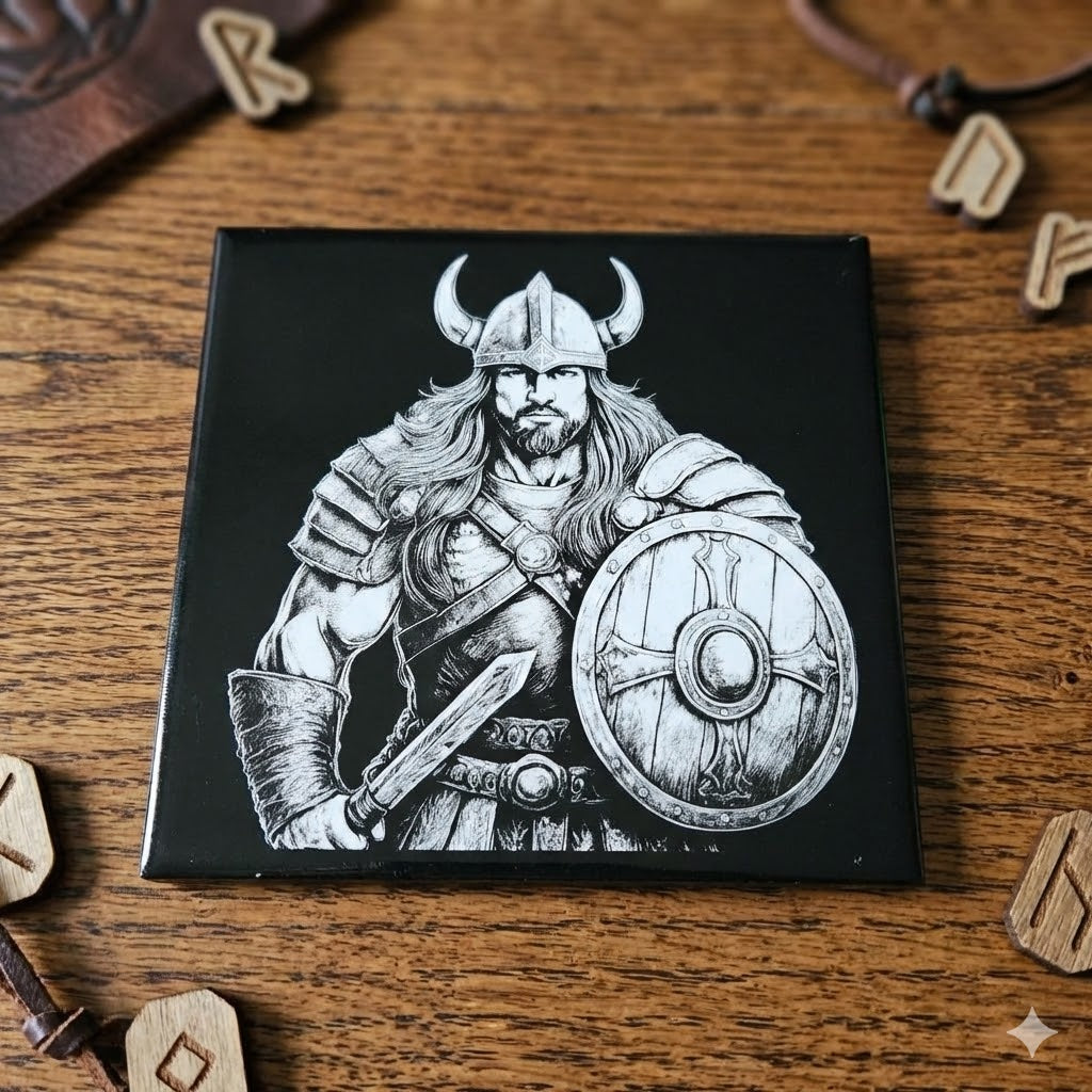 Valhalla Rising / Viking Warrior Laser Etched Ceramic Tile