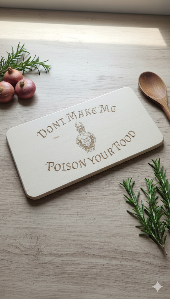 The Poisoner’s Warning / Funny Engraved Wooden Chopping Board