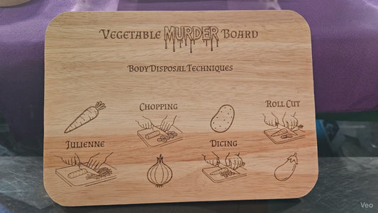 Vegetable Murder Board / Engraved Hevea Wood Cutting Board