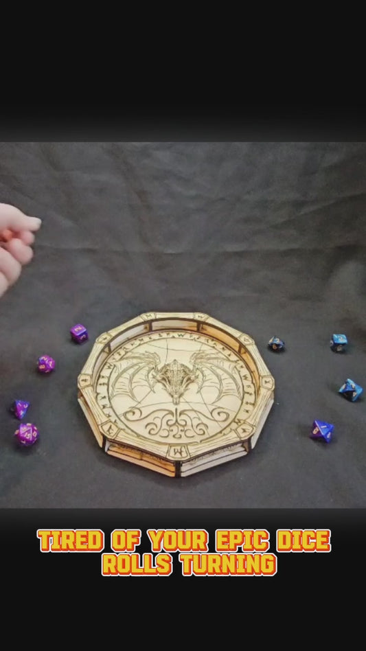Dragon’s Hoard / Laser Engraved Wooden Dice Tray