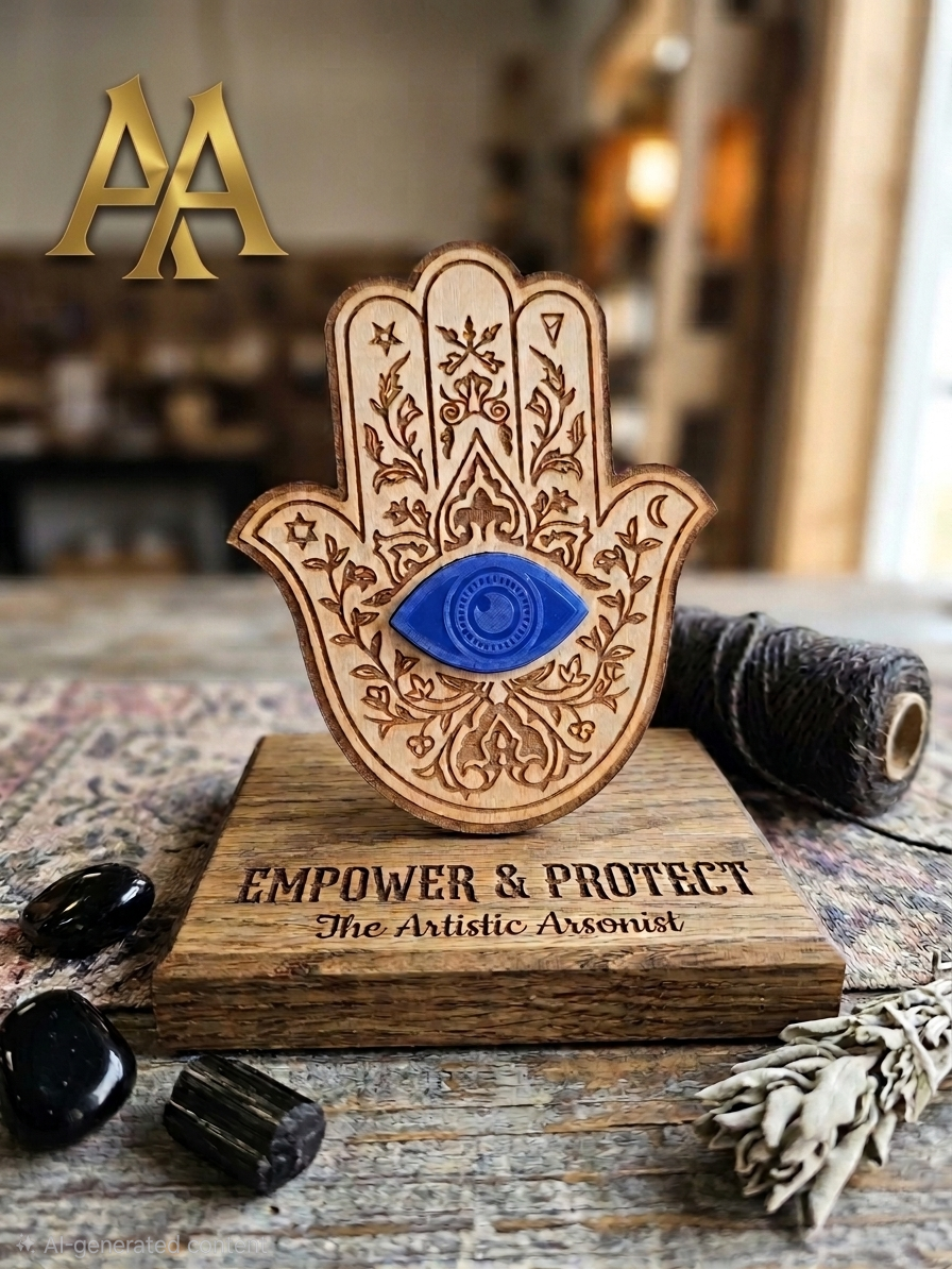 Wooden Hamsa Hand / Evil Eye Wall Art Protection Decor