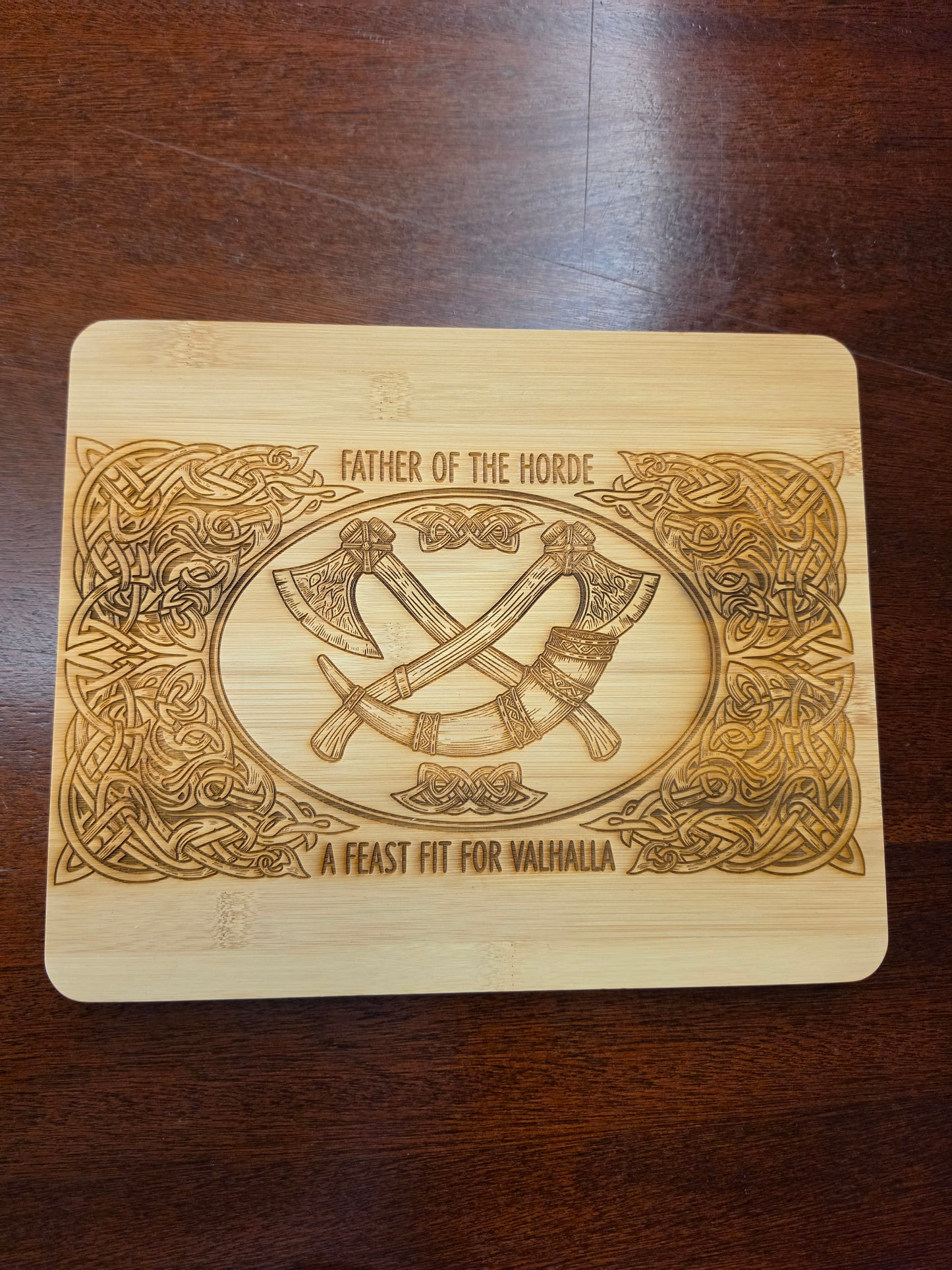 Father of the Horde / Viking Feast Engraved Bamboo Board