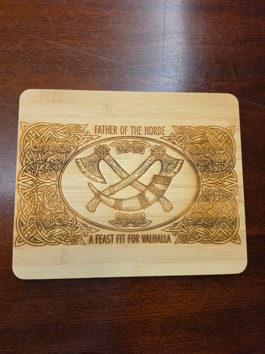 Father of the Horde / Viking Feast Engraved Bamboo Board