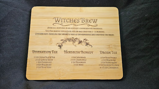 Witches Brew / Engraved Bamboo Board & Herbal Tea Guide